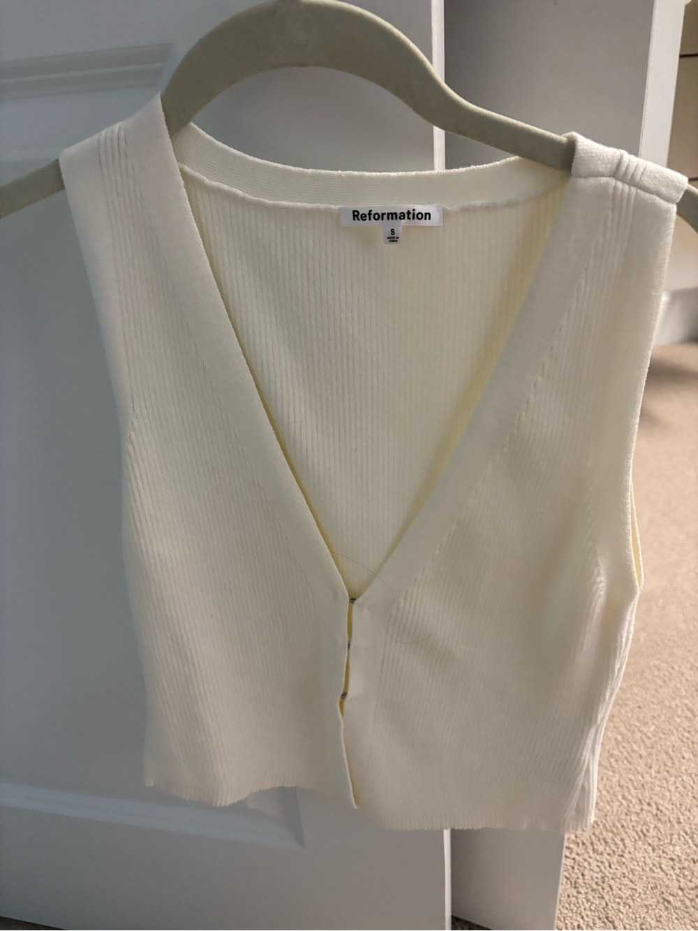 Reformation Myrtle sweater tank top size small ivory